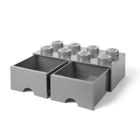 LEGO® Aufbewahrungsstein mit 8 Noppen und Schubfächern in Steingrau (5005720)